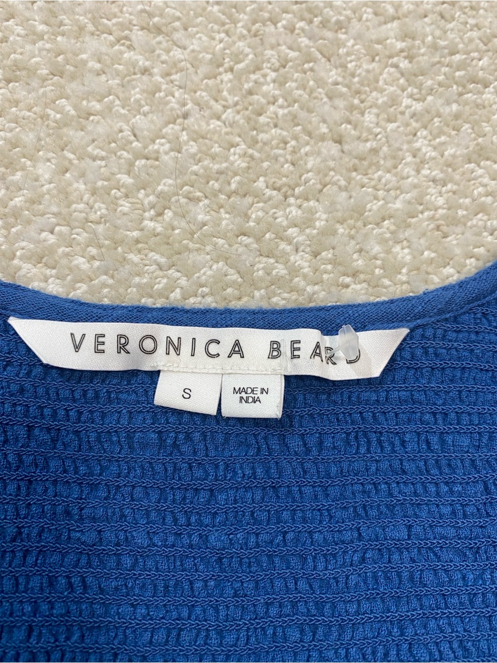 Veronica Beard Blue V-Neck Smocked Mini Dress Size S 100% Cotton - Picture 9 of 16